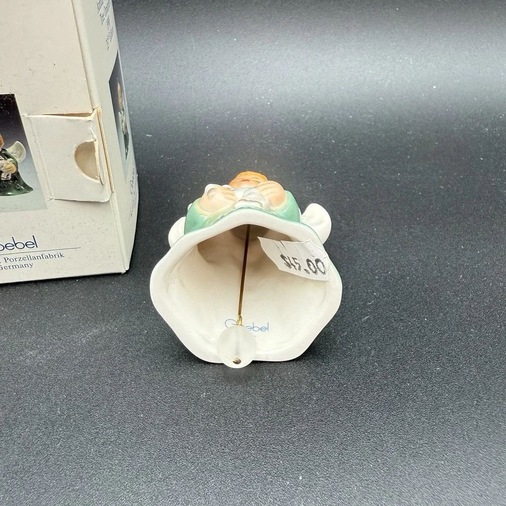 Goebel 1998 Angel Bell Ornament with Lamb Green with Box EUC